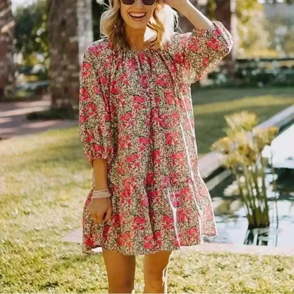 Goodnight Macaroon Dresses & Skirts - Goodnight Macaroon Penelope Rose Floral Tiered Dress Ruffle Skirt Detail Sz L